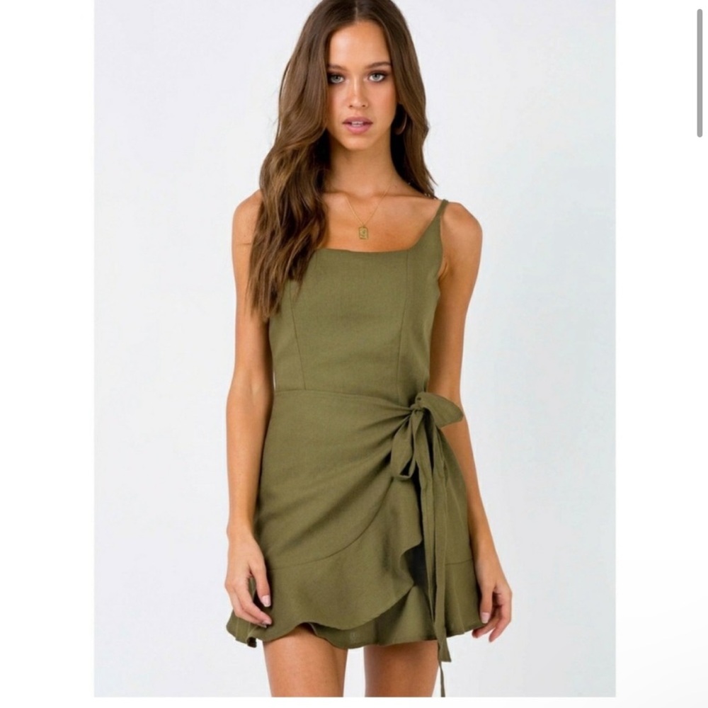 Princess Polly Cottage Hill Mini Dress Khaki